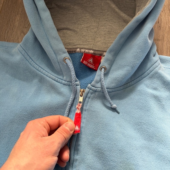 Y2K Airwalk Faded Blue Vintage Oversized XL Zip-up Hoodie Skater - Picture 3 of 11